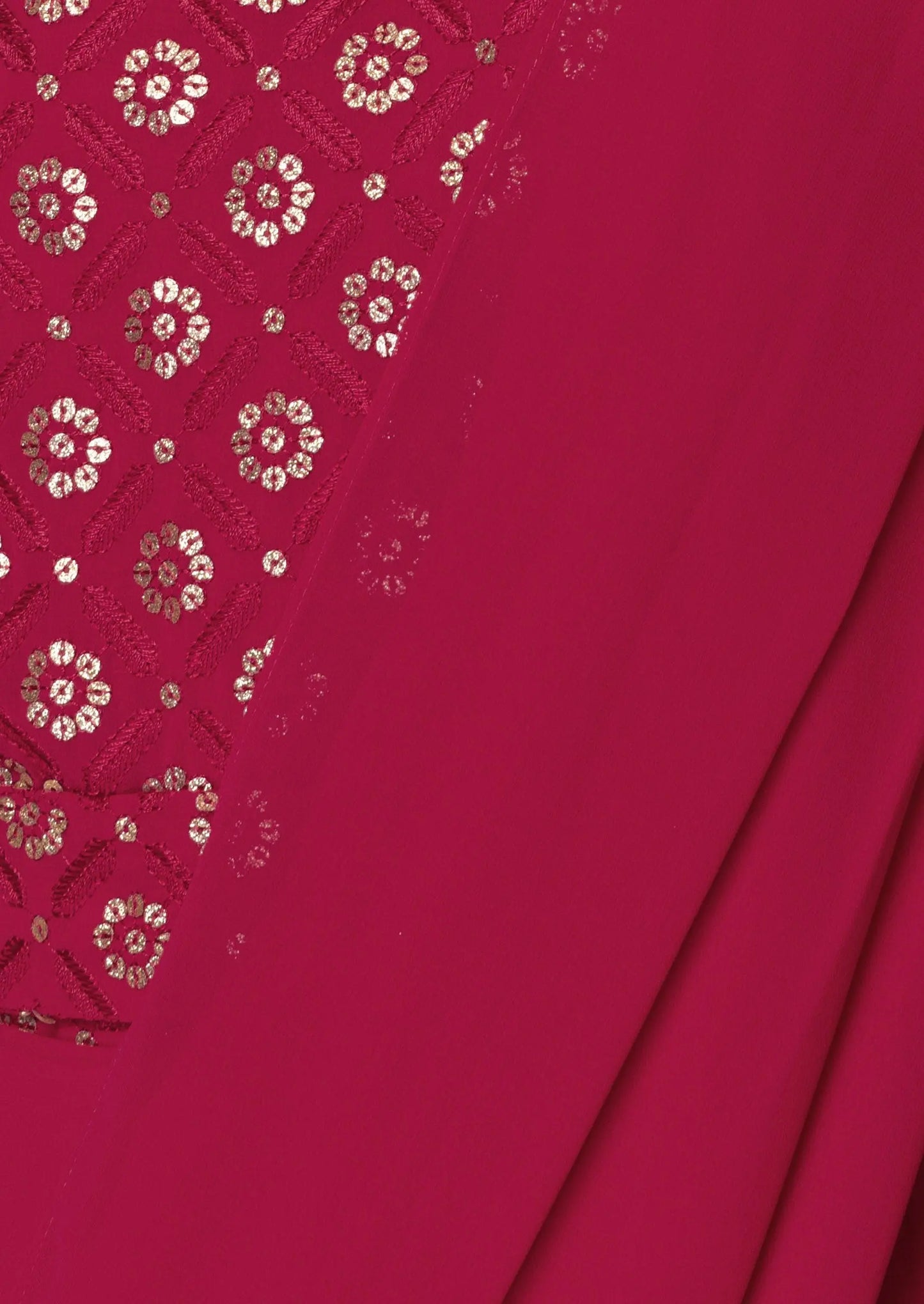 Dark Pink Pre-Stitched Saree With Attached Sequin Embroidered Blouse Pehenawa